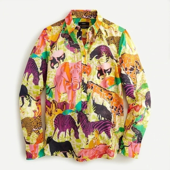 J.Crew Classic Popover Shirt Ratti Safari - Picture 1 of 1
